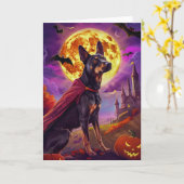 Halloween Australische Kelpie-hond Pompoenen Griez Kaart (Gele Bloem)