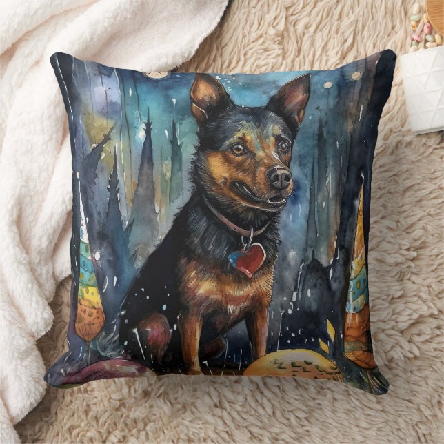 Halloween Australische Kelpie Met Pompoenen Eng Kussen (Deken)