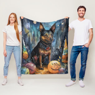 Halloween Australische Kelpie Met Pompoenen Grieze Fleece Deken