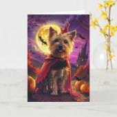 Halloween Australische terriër hond pompoenen eng Kaart (Gele Bloem)