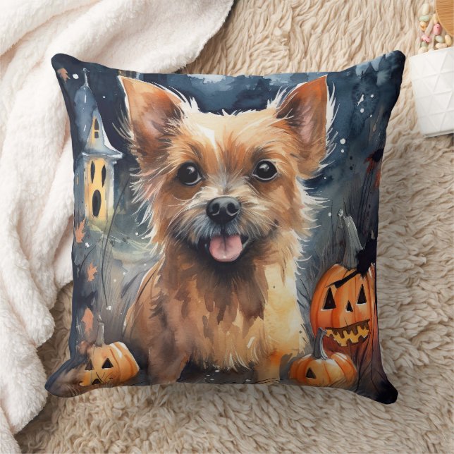 Halloween Australische Terrier Met Pompoenen Eng  Kussen (Deken)