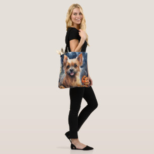 Halloween Australische Terriër Met Pompoenen Eng Tote Bag