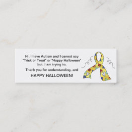 Halloween Autism Trick or treat Kaart Ribbon 4 Mini Visitekaartje