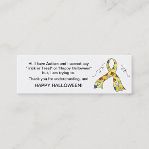 Halloween Autism Trick or treat Kaart Ribbon 4 Mini Visitekaartje