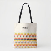 Halloween Autumn Chevron Fall Colors White Name Tote Bag (Voorkant)