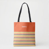 Halloween Autumn Chevron Herfst Pumpkin Naam Tote Bag (Voorkant)