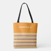 Halloween Autumn Chevron Herfst Pumpkin Naam Tote Bag (Achterkant)