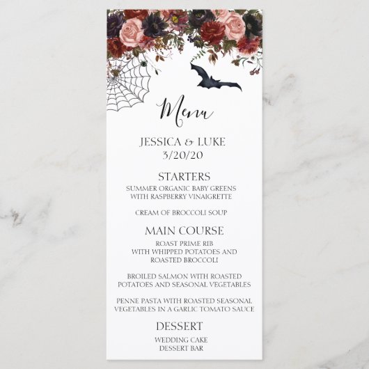 Halloween Autumn Floral Waterverf Wedding Menu (Voorkant)