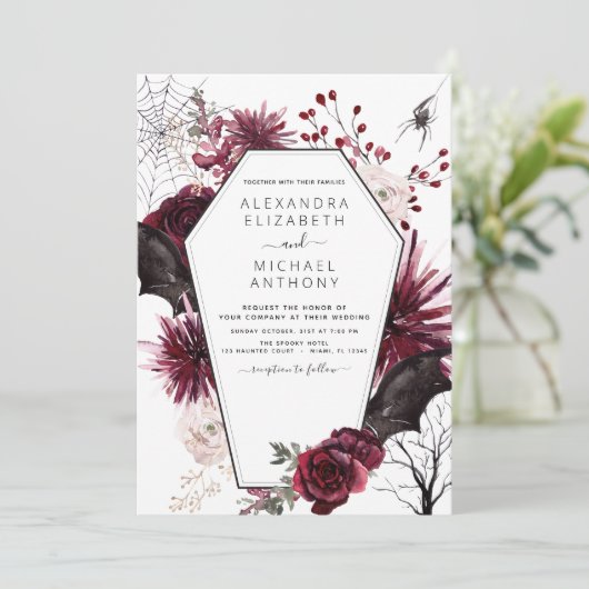 Halloween Autumn Herfst Dark Wedding Kaart (Staand voorkant)