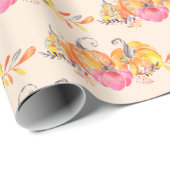 Halloween Autumn Herfst Pumpkins Waterverf Paint Cadeaupapier (Rol Hoek)