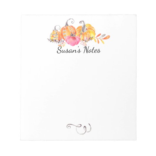 Halloween Autumn Herfst Pumpkins Waterverf Paint Notitieblok (Voorkant)