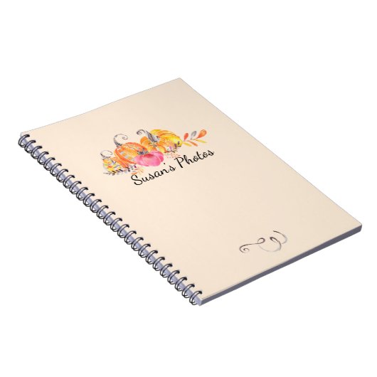 Halloween Autumn Herfst Pumpkins Waterverf Paint Notitieboek (Rechterzijde)