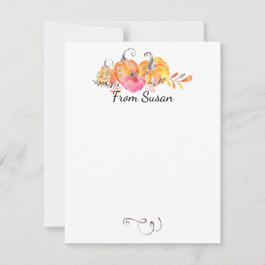 Halloween Autumn Herfst Pumpkins Waterverf Paint Notitiekaartje (Voorkant)