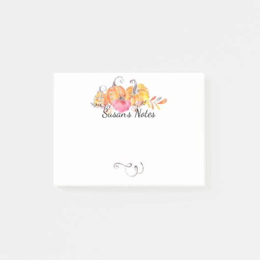 Halloween Autumn Herfst Pumpkins Waterverf Paint Post-it® Notes (Voorkant)