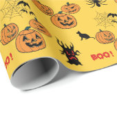 Halloween Autumn pomkins, jack o' lantern themed Cadeaupapier (Rol Hoek)