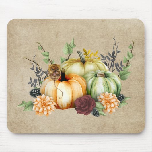 Halloween Autumn Pumpkin Waterverf Muismat (Voorkant)