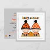 Halloween Autumn Twins Baby shower Kaart (Voorkant / Achterkant)
