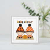 Halloween Autumn Twins Baby shower Kaart (Staand voorkant)
