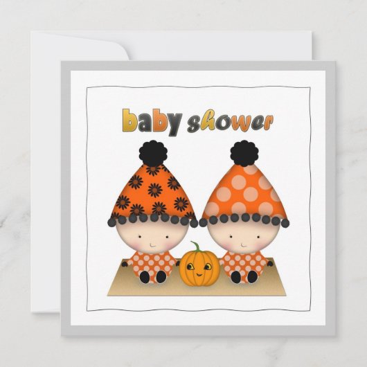 Halloween Autumn Twins Baby shower Kaart (Voorkant)