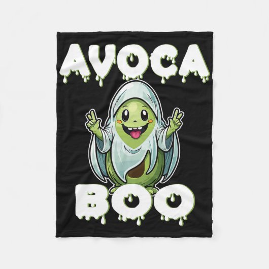 Halloween Avocado Pun Ghost Kostuum Grappig Veggie Fleece Deken (Voorkant)