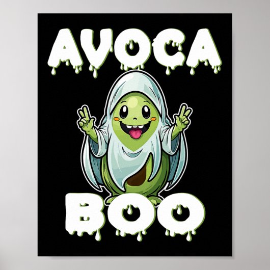 Halloween Avocado Pun Ghost Kostuum Grappig Veggie Poster (Voorkant)