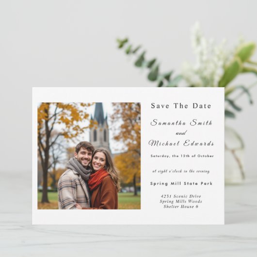 Halloween avond bruiloft Save the Date Kaart (Staand voorkant)