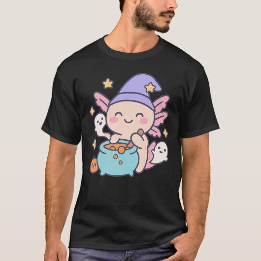 Halloween Axolotl Pumpkin Cute Kawaii Ghost Kids T-shirt (Voorkant)