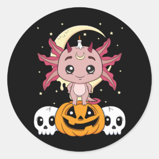 halloween axolotl ronde sticker