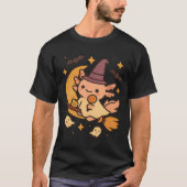 Halloween Axolotl Witch Broom Kawaii Ghost Pumpkin T-shirt (Voorkant)