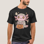 Halloween Axolotl Witch Mummy Kawaii Ghost Pumpkin T-shirt (Voorkant)