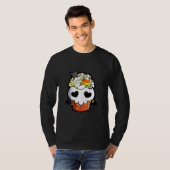Halloween B Lack Cat Skull Cupcake T-shirt (Voorkant volledig)