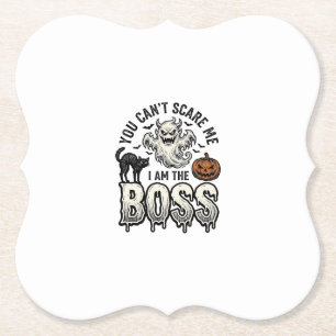 Halloween Baas Geest Vintage Gravure Shirt Ontwerp Kartonnen Onderzetters