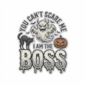 Halloween Baas Geest Vintage Gravure Shirt Ontwerp Sticker (Voorkant)