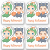 Halloween Babies Black Cat Dragon Custom Text 4 Sticker (Voorkant)
