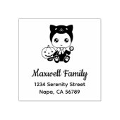 Halloween Baby Black Cat Costume Family Address Rubberstempel (Afrduk)