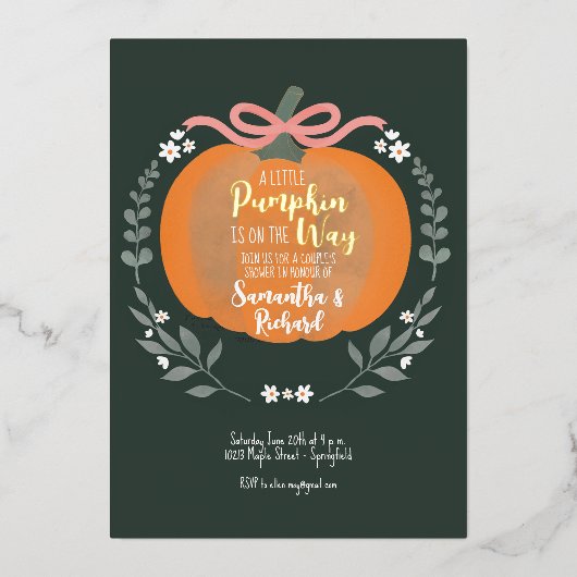 Halloween Baby Borrel Folie Uitnodiging (Voorkant)
