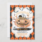 Halloween baby boy douche pompoen spooky kaart (Voorkant)