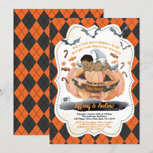 Halloween baby boy douche pompoen spooky kaart
