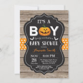 Halloween Baby Boy Shower Uitnodiging Rustisch Hou (Voorkant)