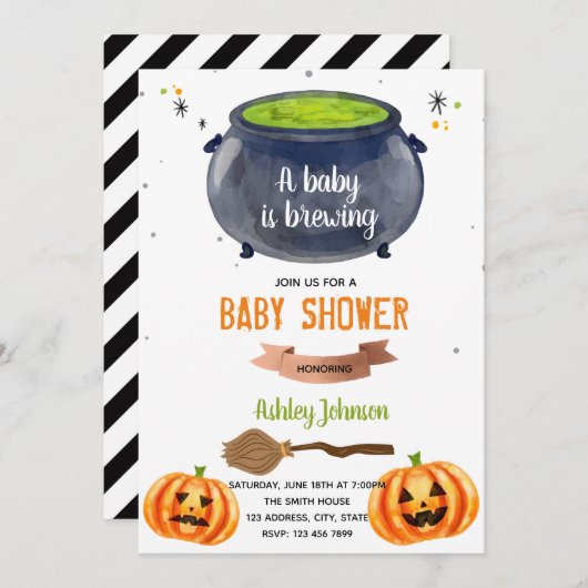 Halloween baby breidt een uitnodiging uit (Voorkant / Achterkant)