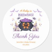 Halloween baby Brewing baby shower Dank u Ronde Sticker (Voorkant)