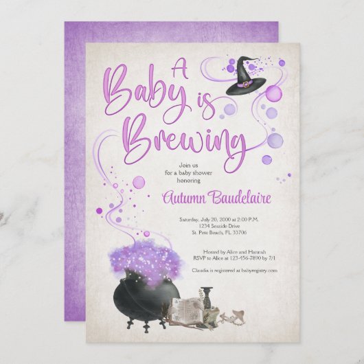 Halloween Baby Brewing Shower Kaart (Voorkant / Achterkant)