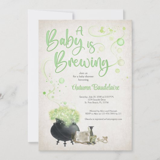 Halloween Baby Brewing Shower Kaart (Voorkant)