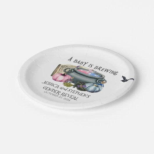 Halloween Baby Brewing Witch Gender onthullen Papieren Bordje (Gekanteld)