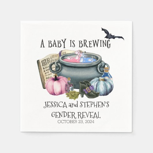 Halloween Baby Brewing Witch Gender onthullen Servet (Voorkant)