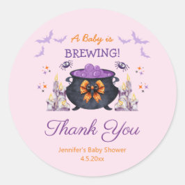 Halloween baby Brouwen baby shower Dank u roze Ronde Sticker