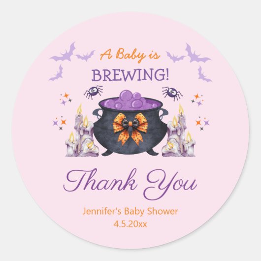 Halloween baby Brouwen baby shower Dank u roze Ronde Sticker (Voorkant)
