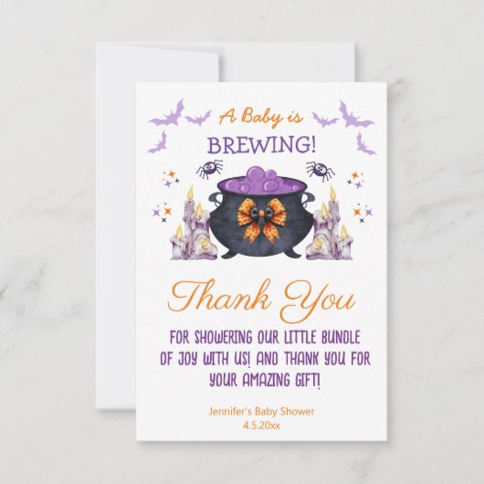 Halloween baby brouwen baby shower schattig bedankkaart (Voorkant)