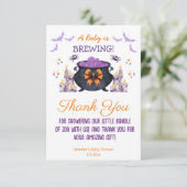 Halloween baby brouwen baby shower schattig bedankkaart (Staand voorkant)