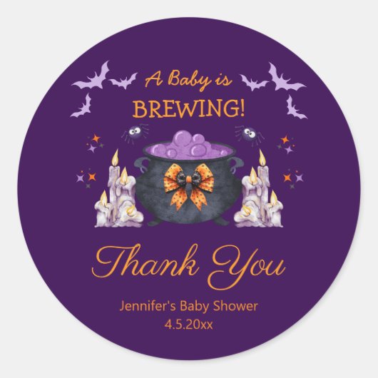Halloween baby brouwen Dank u paarse spooky Ronde Sticker (Voorkant)